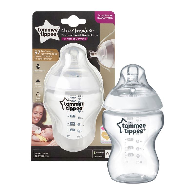 Tommee Tippee CLOSER TO NATURE BOTTLE 260ML X1 Baby Feeding BN