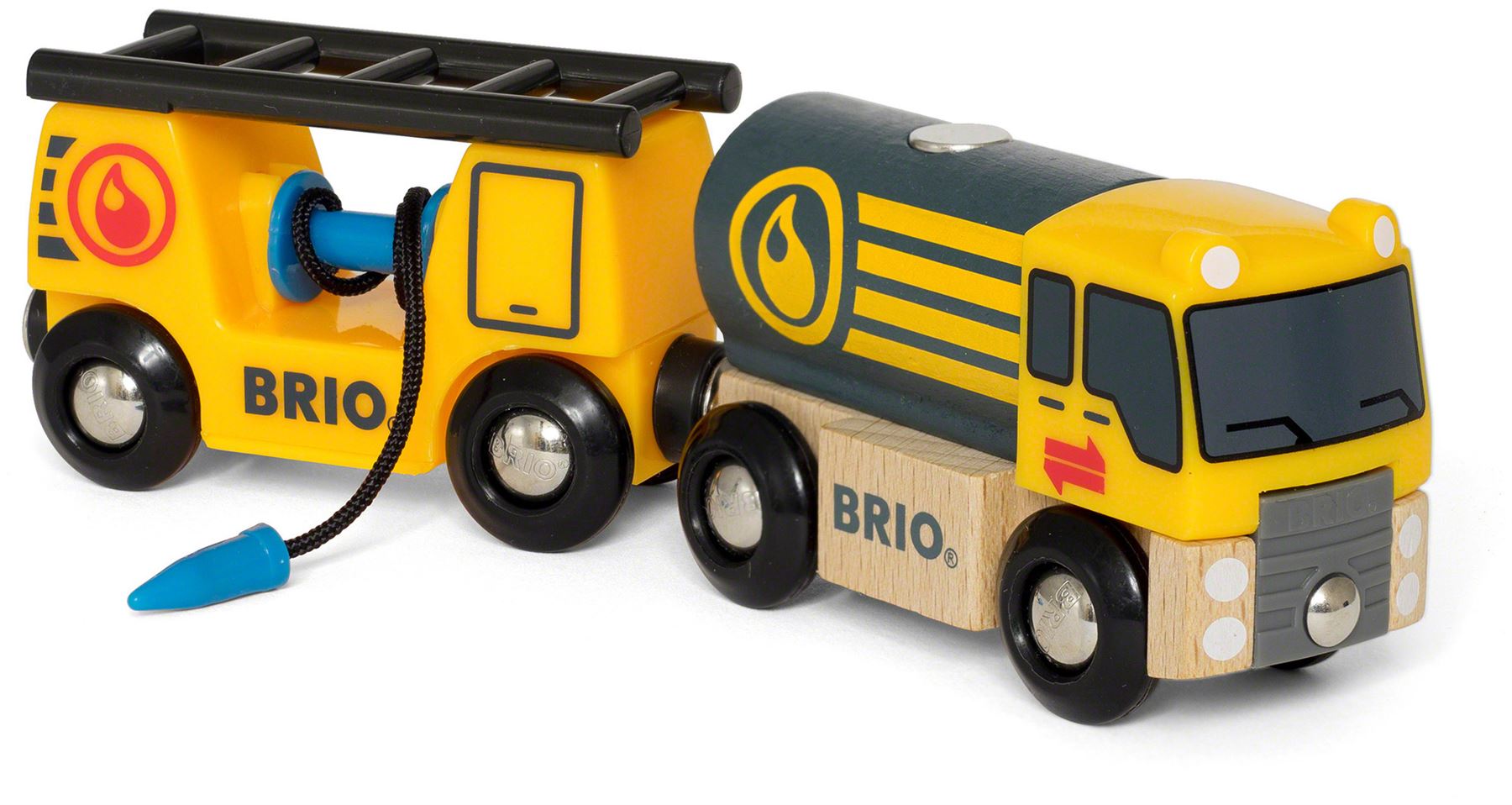 Brio Tanker Truck With Hose Wagon Wooden Toy Train 7312350339079