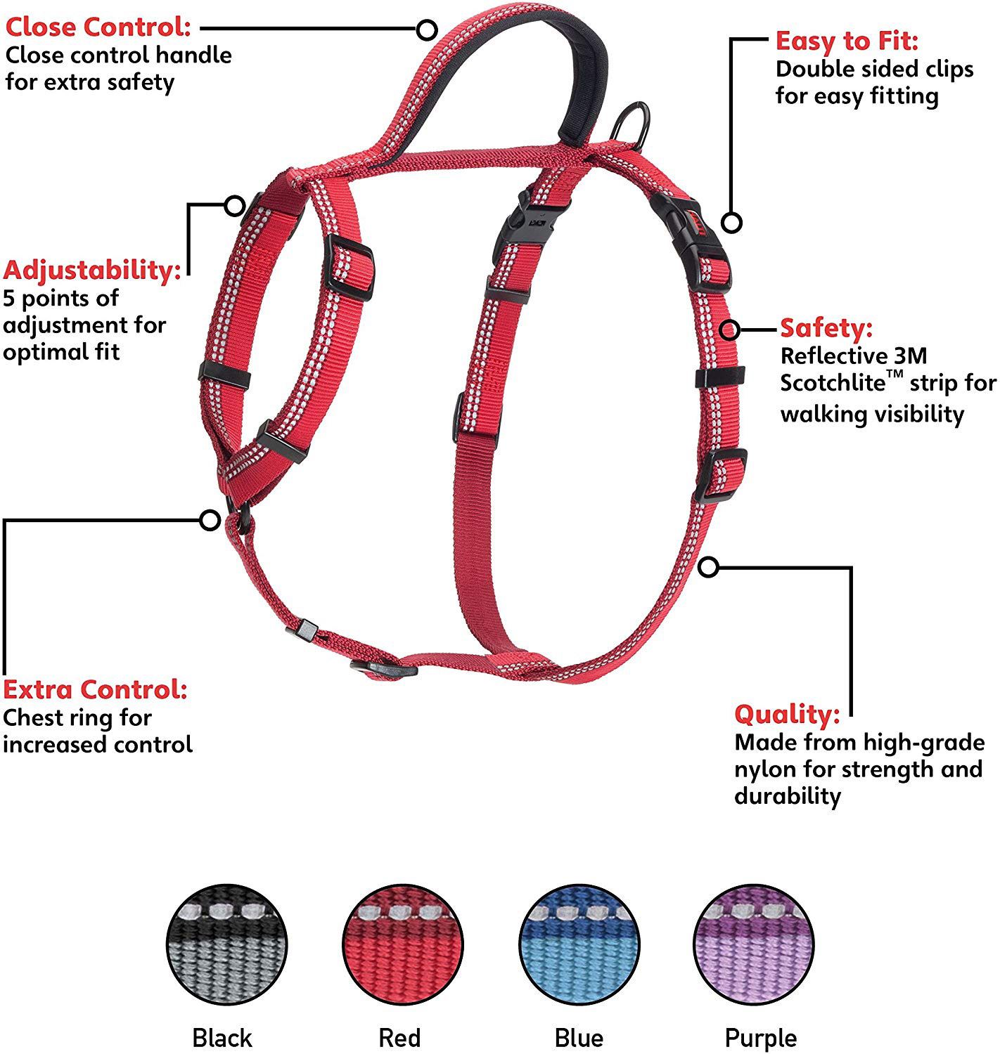 Halti Walking Harness XSmall (3548cm) Red Dog Harnesses BN