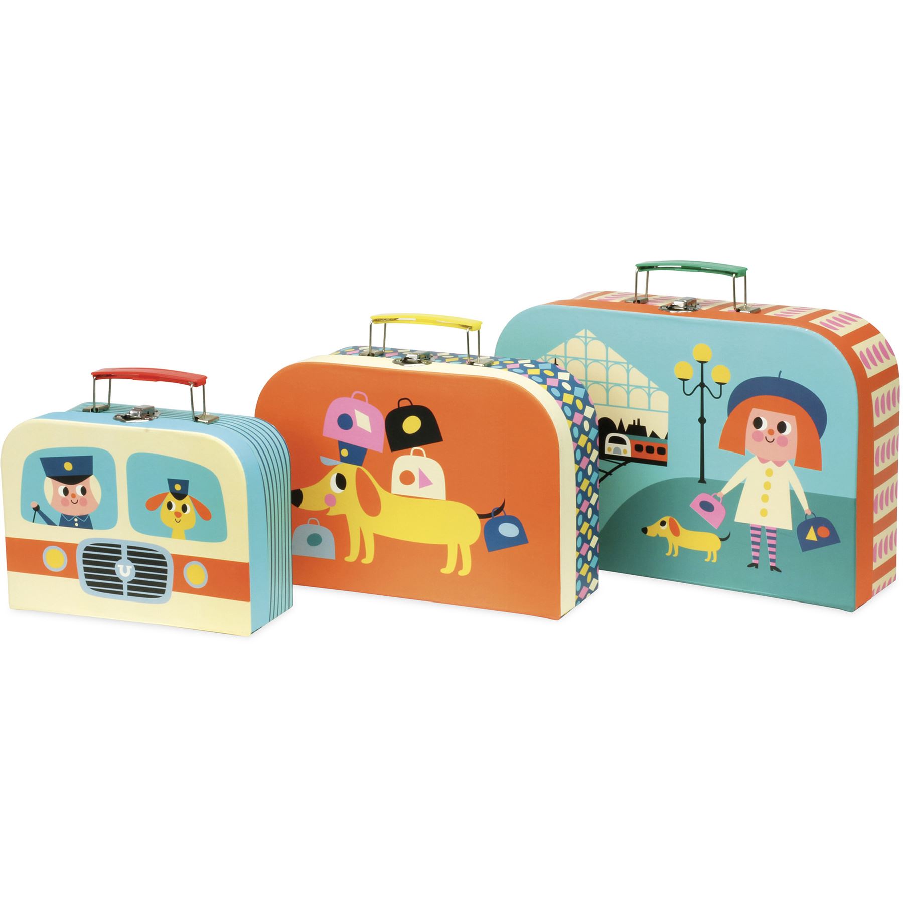 Vilac SET OF THREE CARDBOARD NESTING SUITCASES Children Toy PreSchool