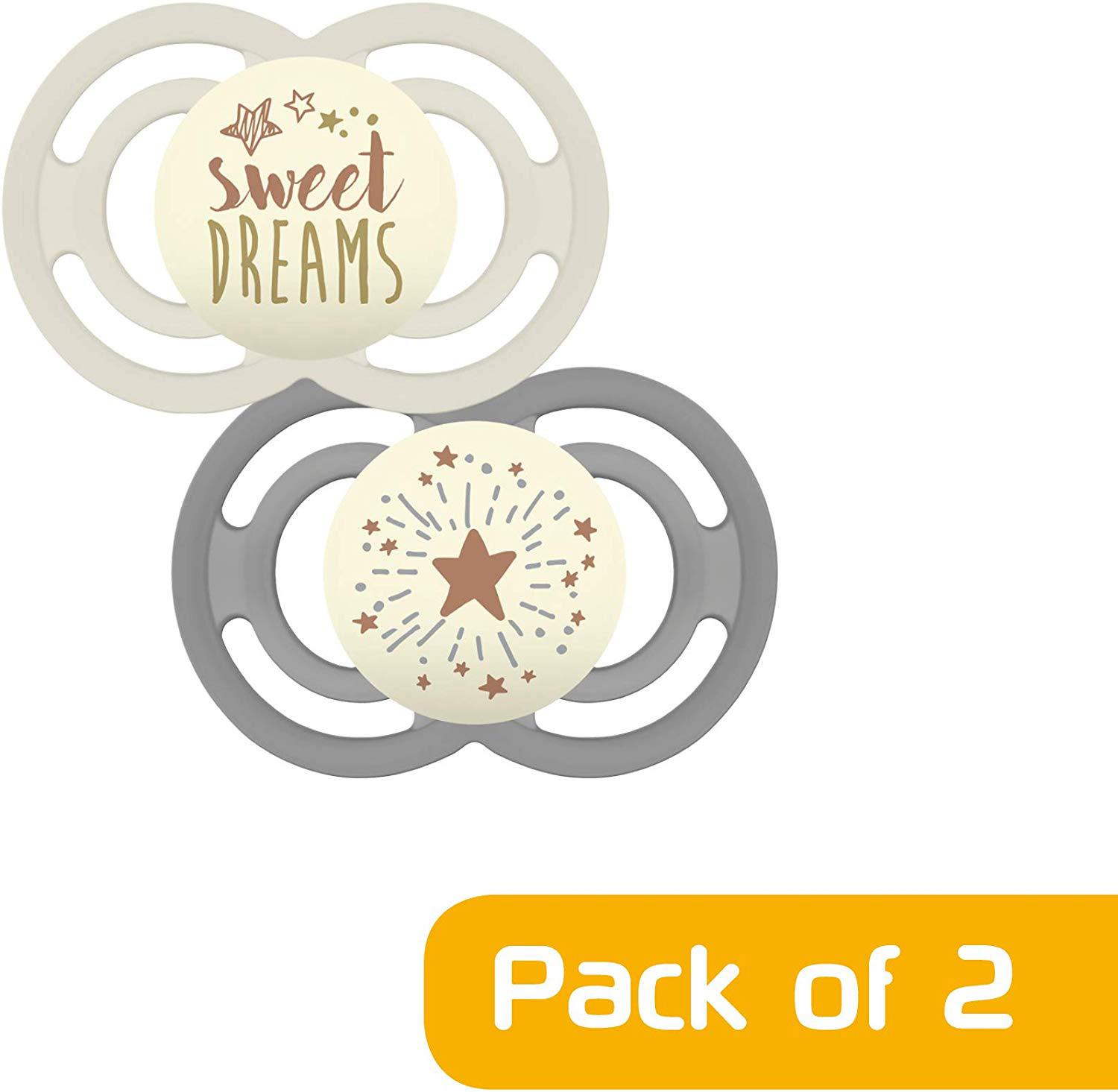 MAM PERFECT NIGHT 6+M SOOTHER 2 PACK UNISEX Baby Infant Dummies NEW