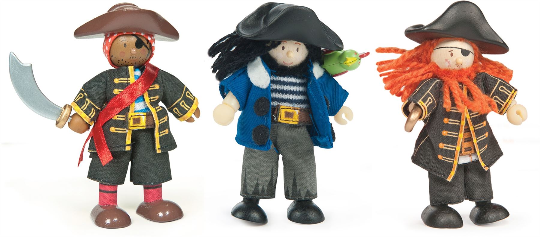 wooden pirate figures