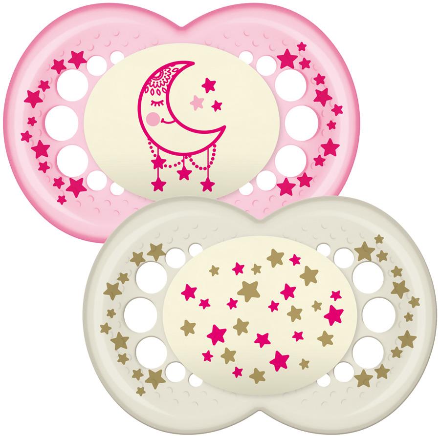 MAM NIGHT 12+M SOOTHER PINK Baby Infant Dummies Sleep Aid BNIP eBay
