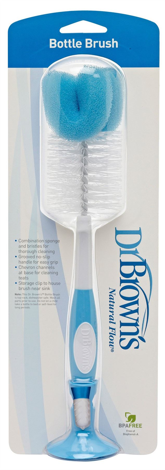 Baby Milk Bottle Teat Brush Easy Clean Formula Dr Browns Stand Blue