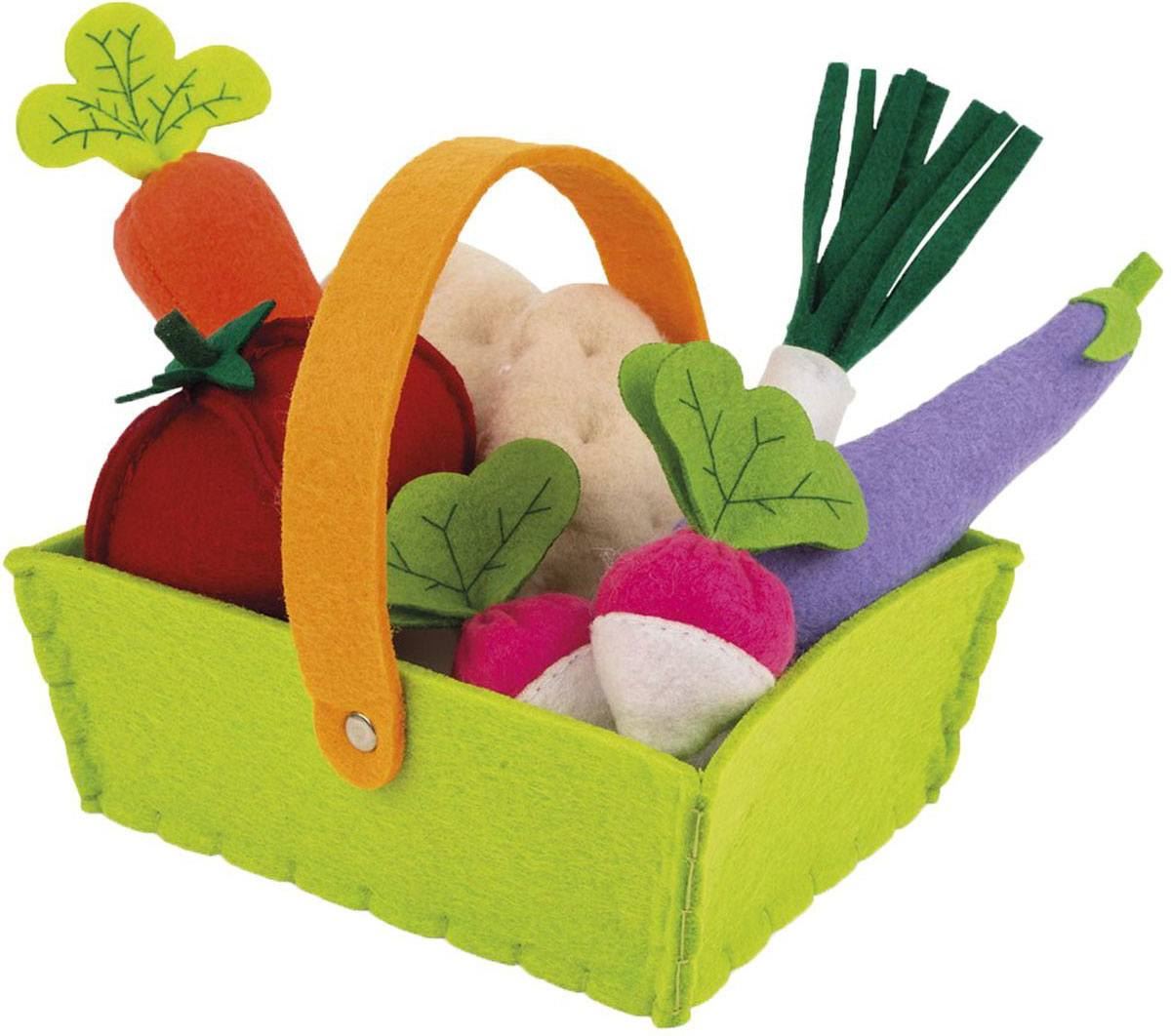 Janod Felt Vegetable Basket Toddler/Children Play Food Pretend Play BN