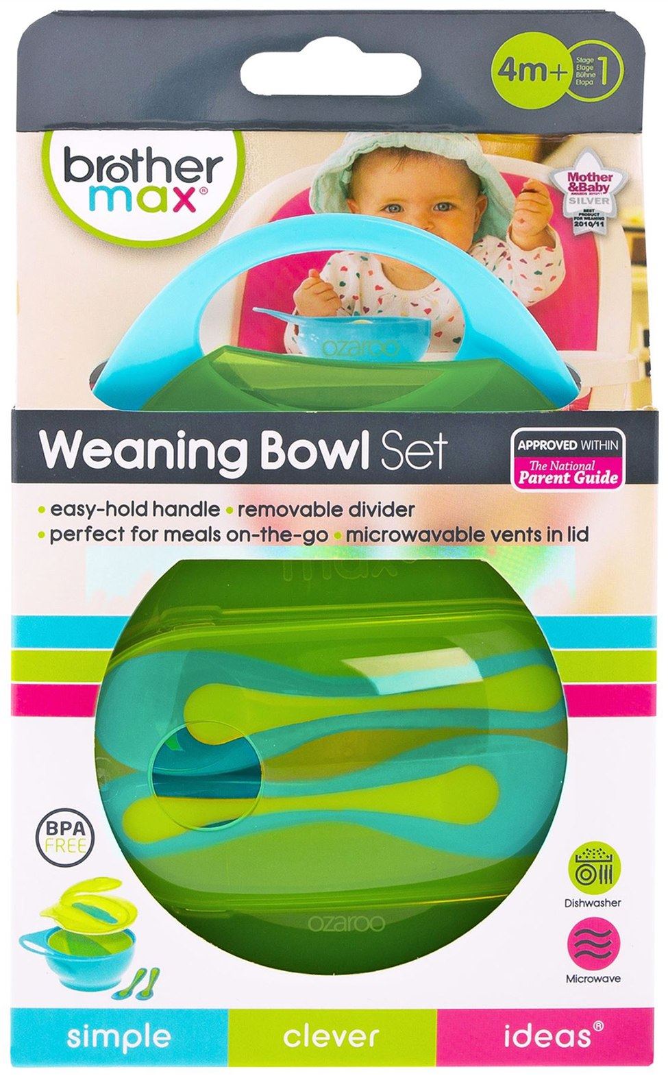 Brother Max Weaning Bowl Set Baby/Toddler Travel Feeding Spoons Blue