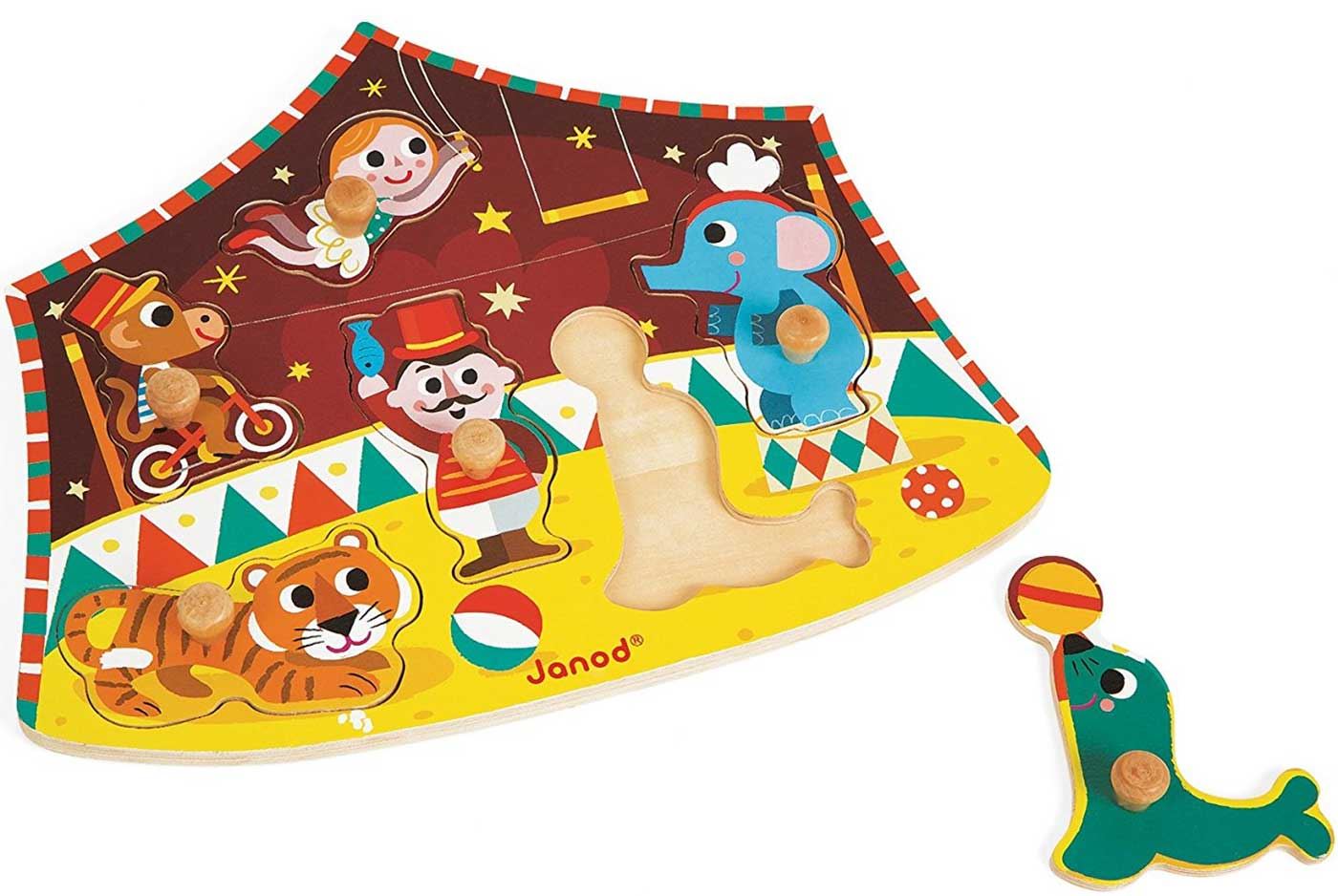 Janod Circus Puzzle Wooden Peg Activity Toy