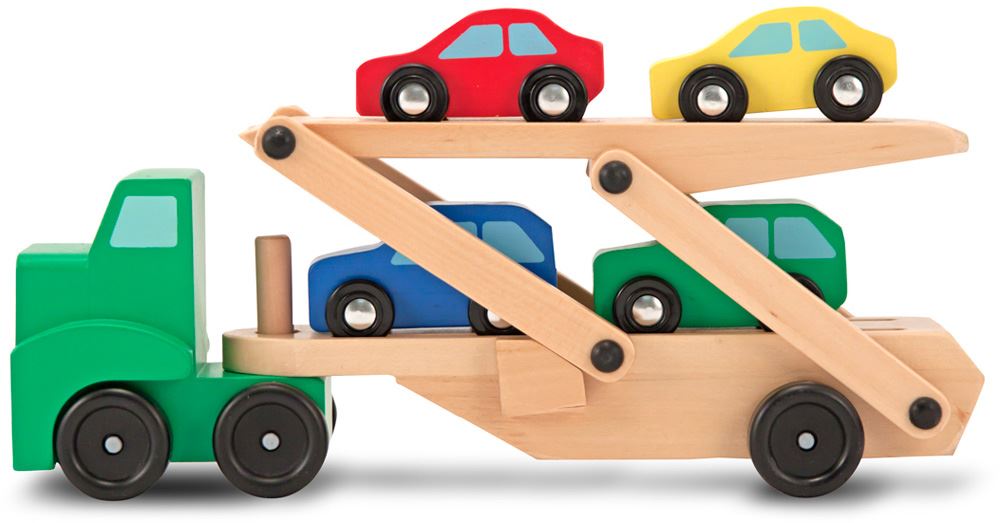 melissa and doug wooden car transporter