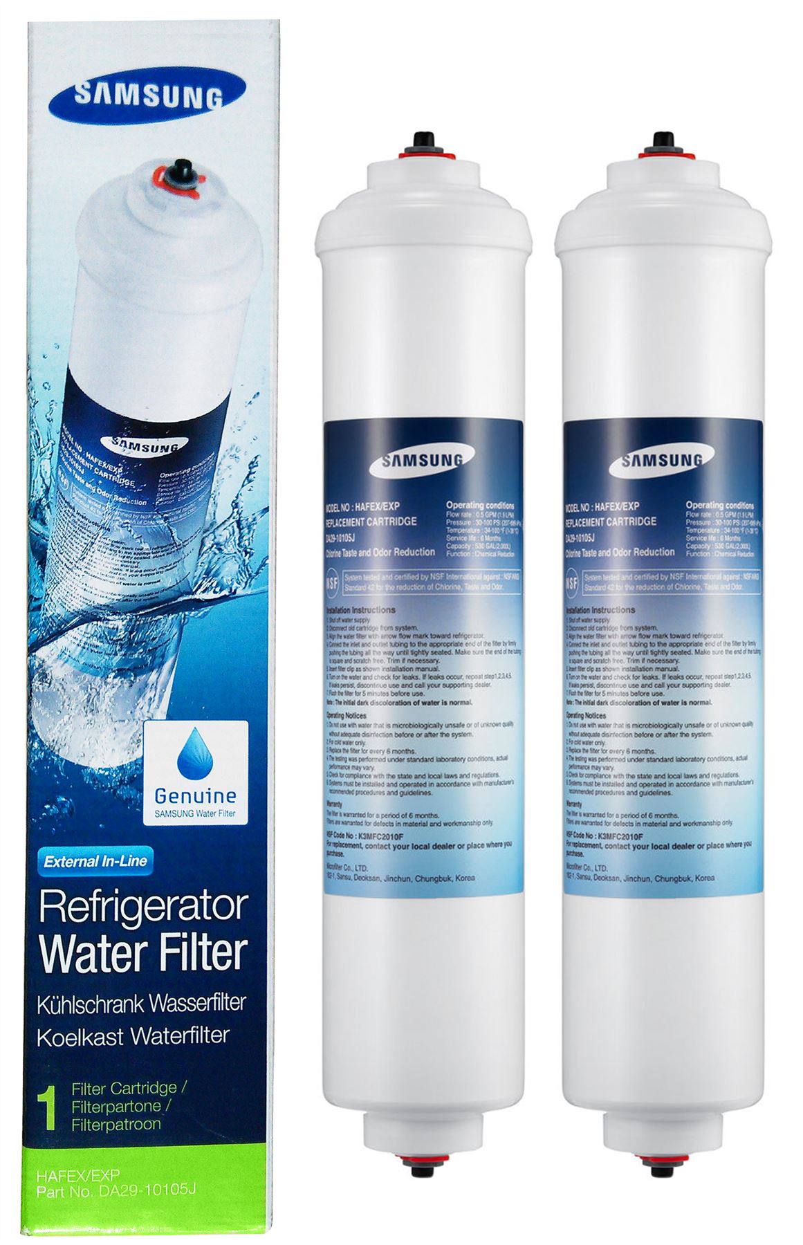 EXP 2x Filtro Acqua Samsung Da29-10105j Originale Frigo Frigorifero HAFEX