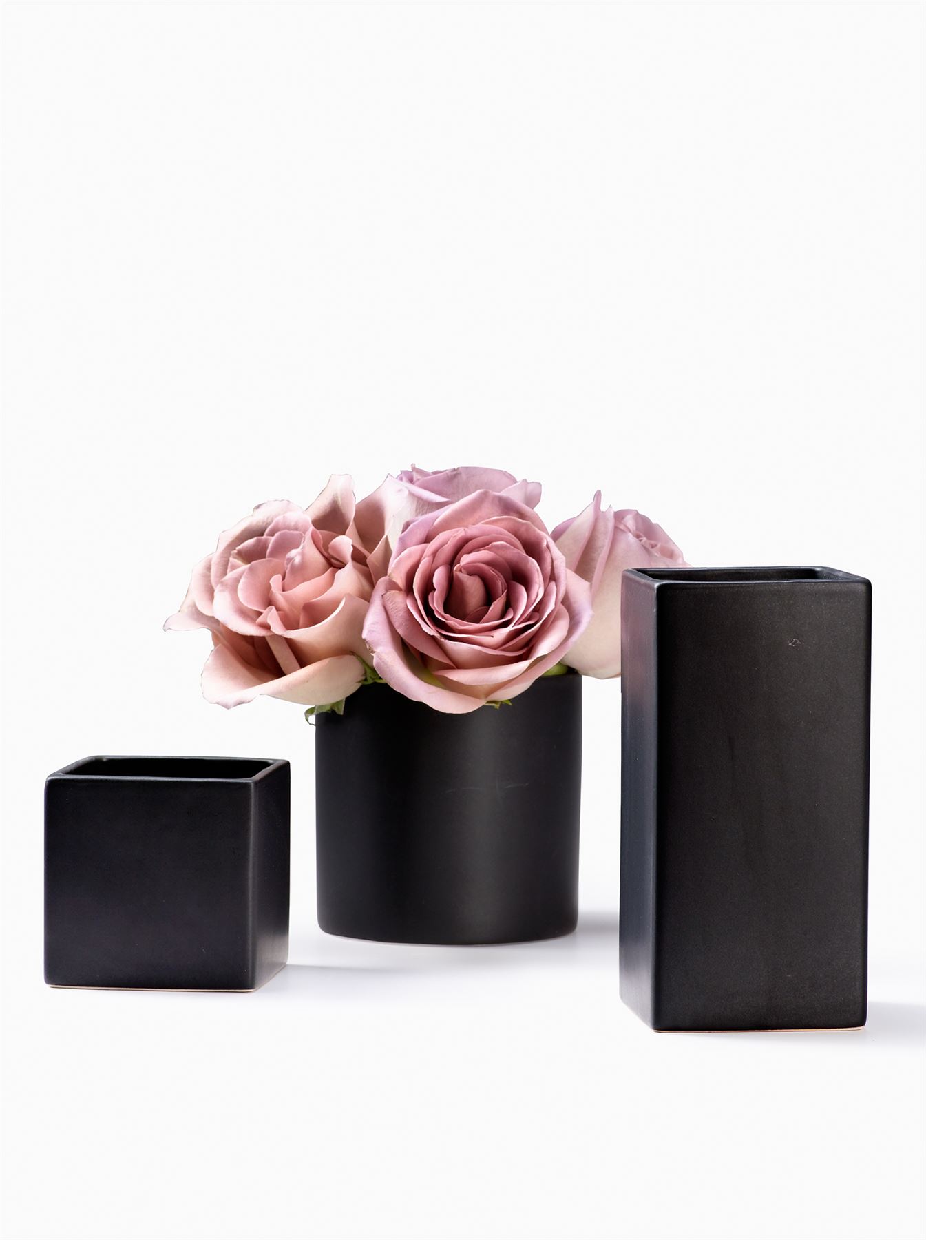 Matte Black Ceramic Cube Square Cylinder Vases Vases In 3