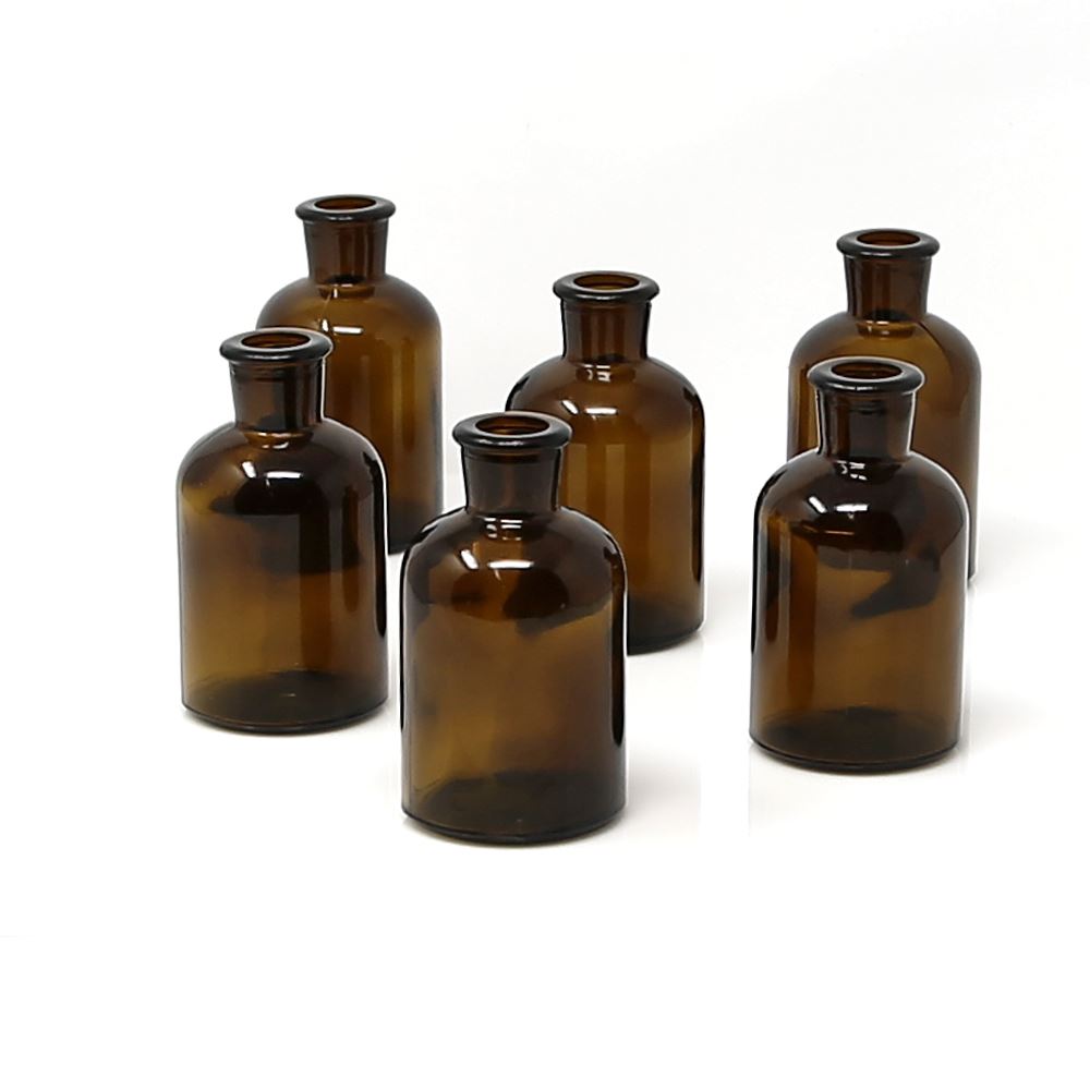 Download Dark Amber Medicine Bottle Bud Vases, Set of 6, Antique ...