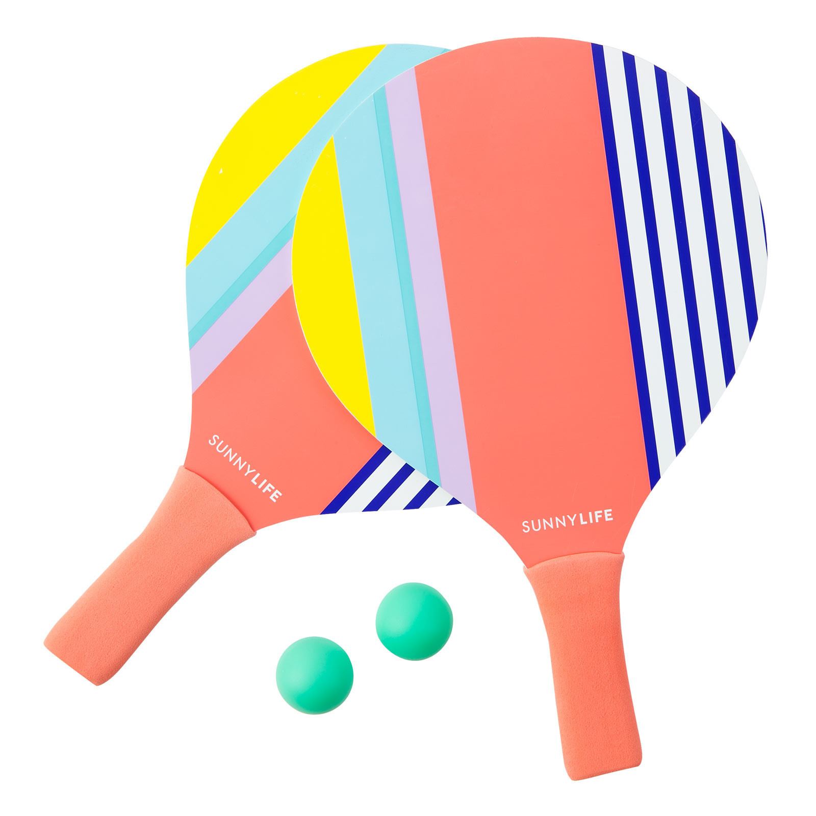 Tropical Colourful Beach Garden Boom Paddle Bat and Ball Game Set