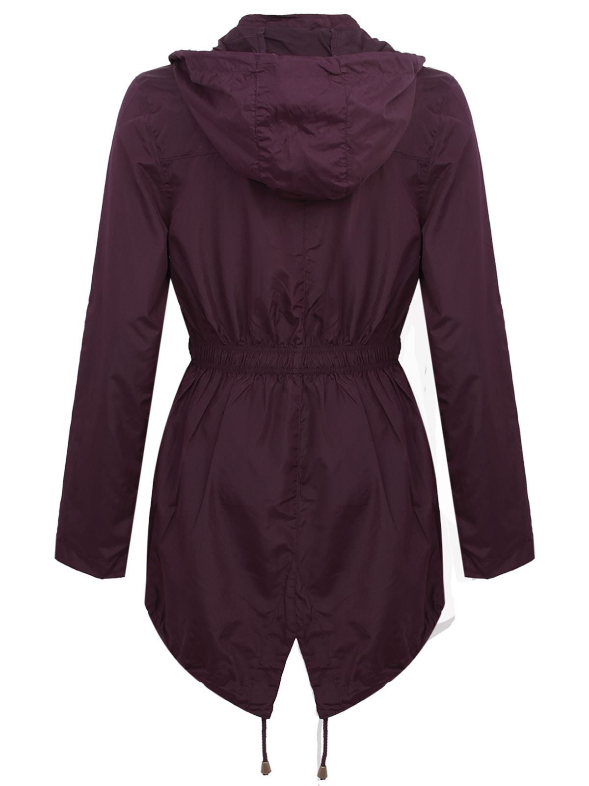 NEW LADIES WOMENS PLAIN PARKA MAC HOODED WATERPROOF RAINCOATS FISHTAIL