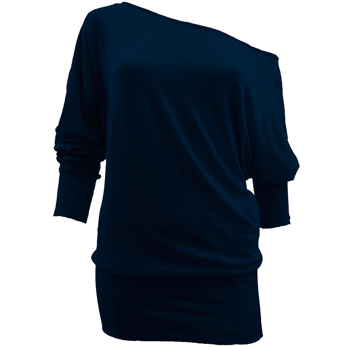 Womens Long Sleeve Off Shoulder Mini Batwing Top Ladies Tunic Dress Parties - Picture 9 of 19