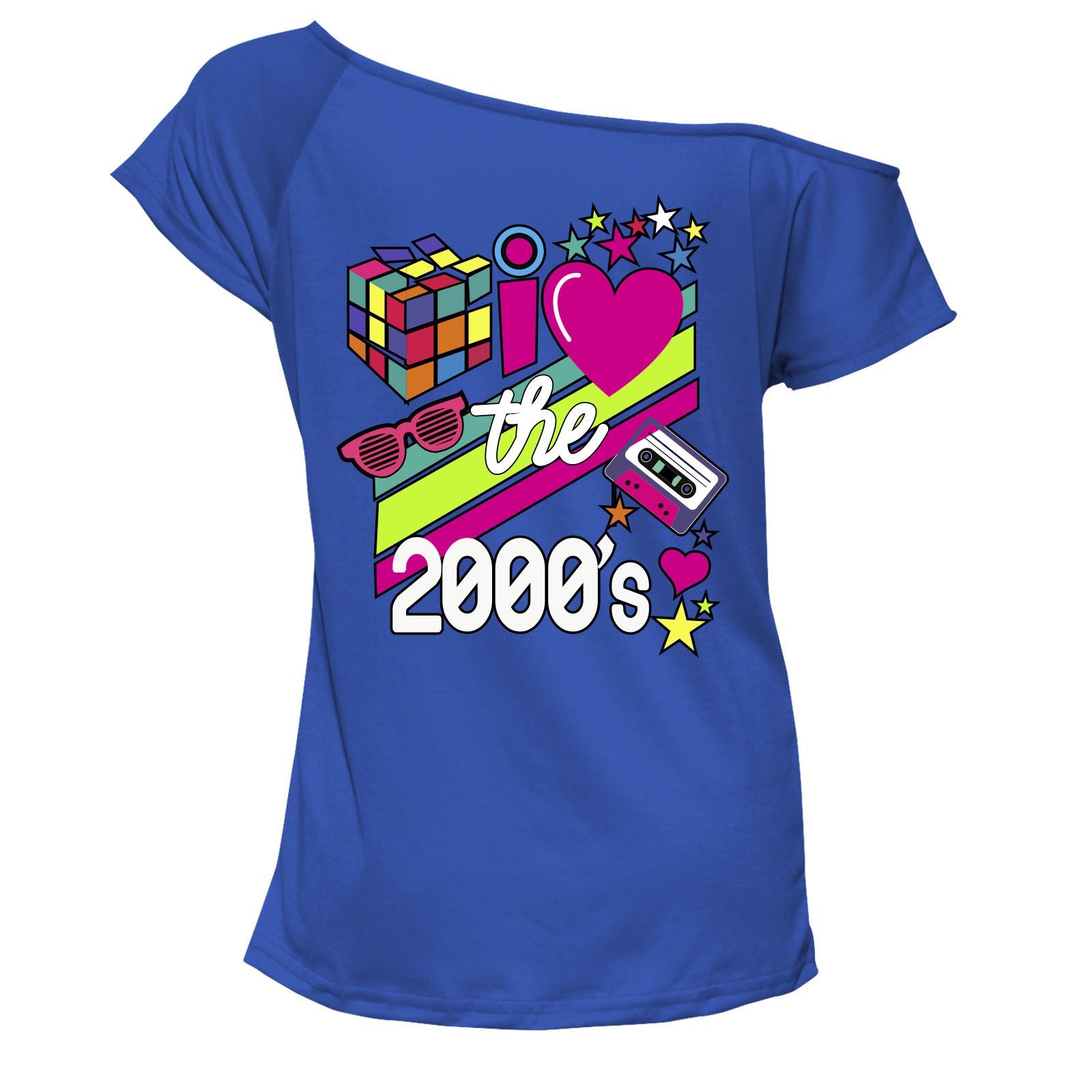 Ladies I Love The 2000s T Shirt Short Sleeves Off Shoulder Retro Pop Star Top - Picture 9 of 12