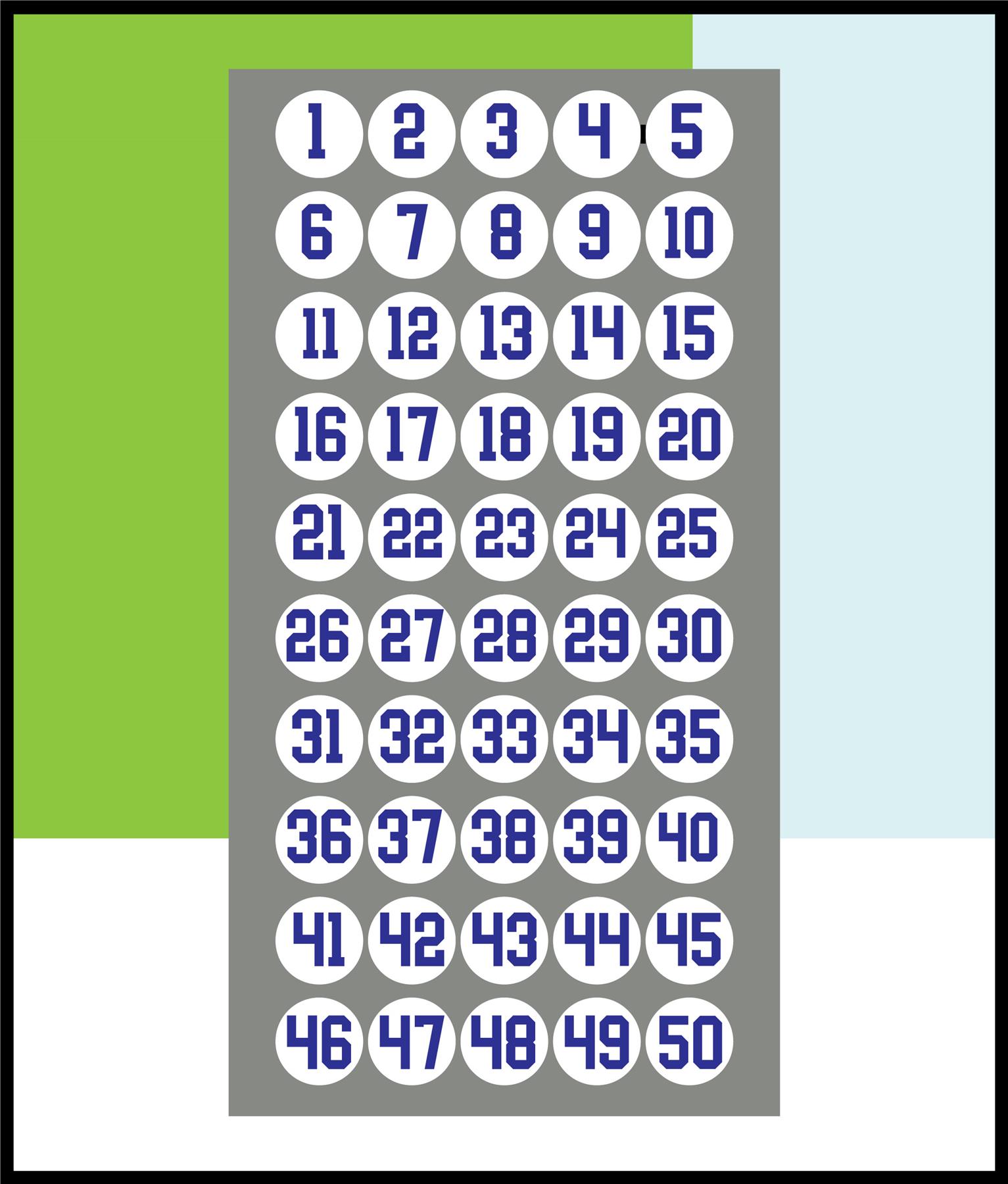 1-50 Numbers Circle Stickers Numbered 30mm Round Sticky Labels - Picture 8 of 9