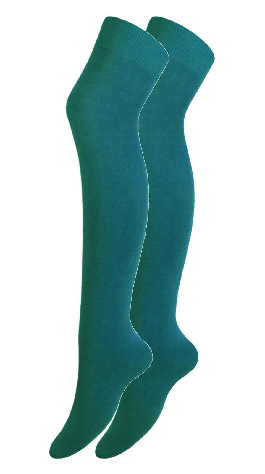 Ladies Sexy Over The Knee Socks Girls Fancy Womens Thigh High Plain Soft Socks - Picture 22 of 25