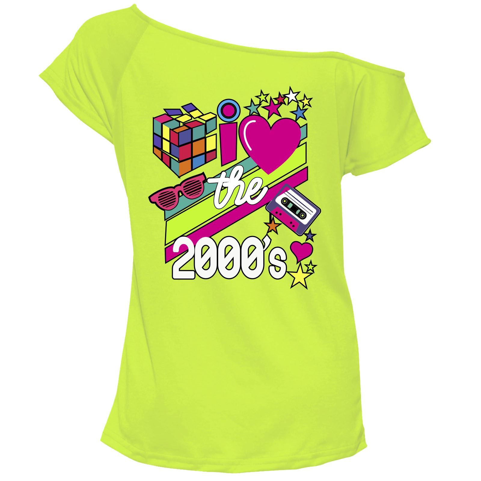 Ladies I Love The 2000s T Shirt Short Sleeves Off Shoulder Retro Pop Star Top - Picture 12 of 12
