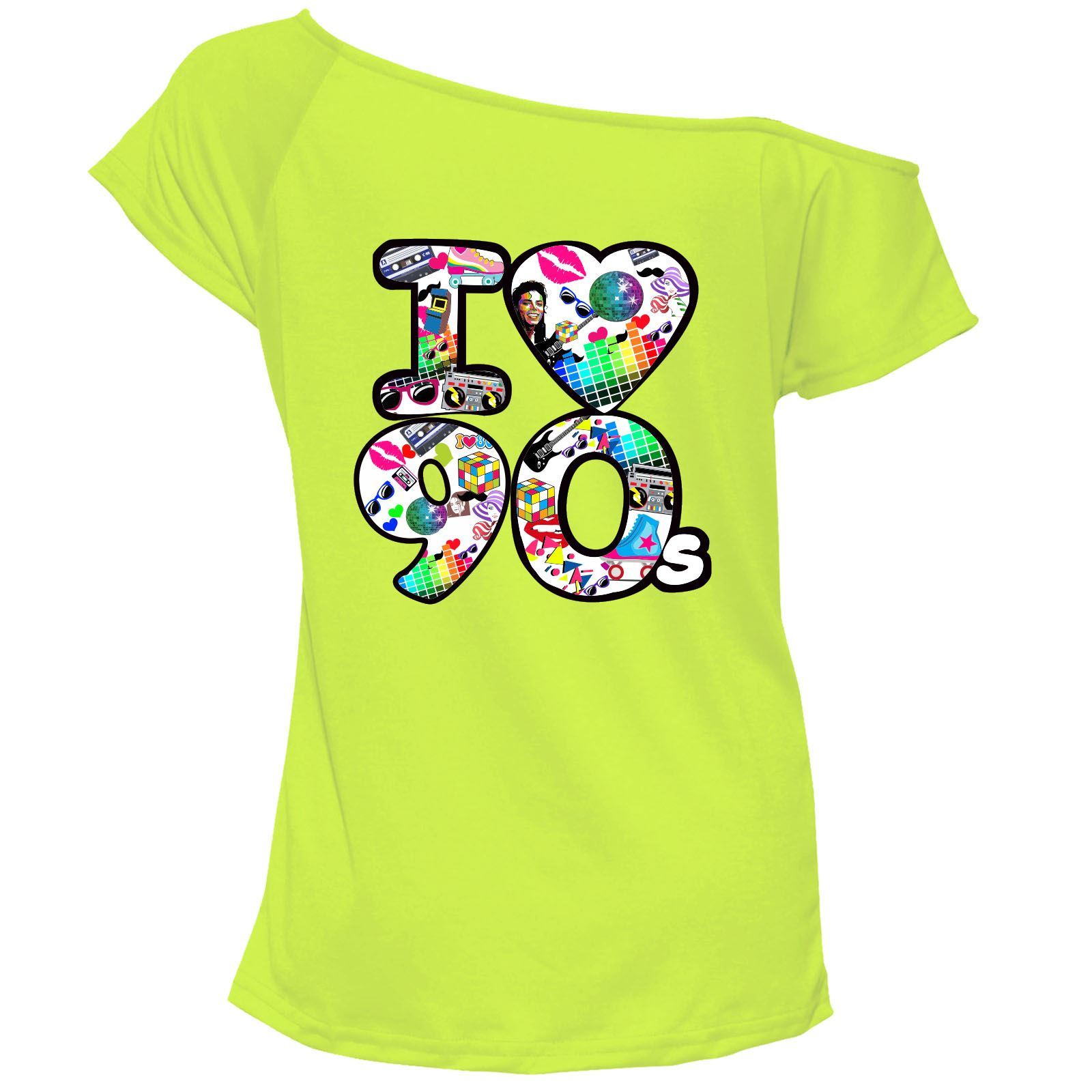 I Love 90s Icon T Shirt Top Damen Schulterfrei Retro Junggesellinnenabschied 7045 Paket - Bild 12 von 12
