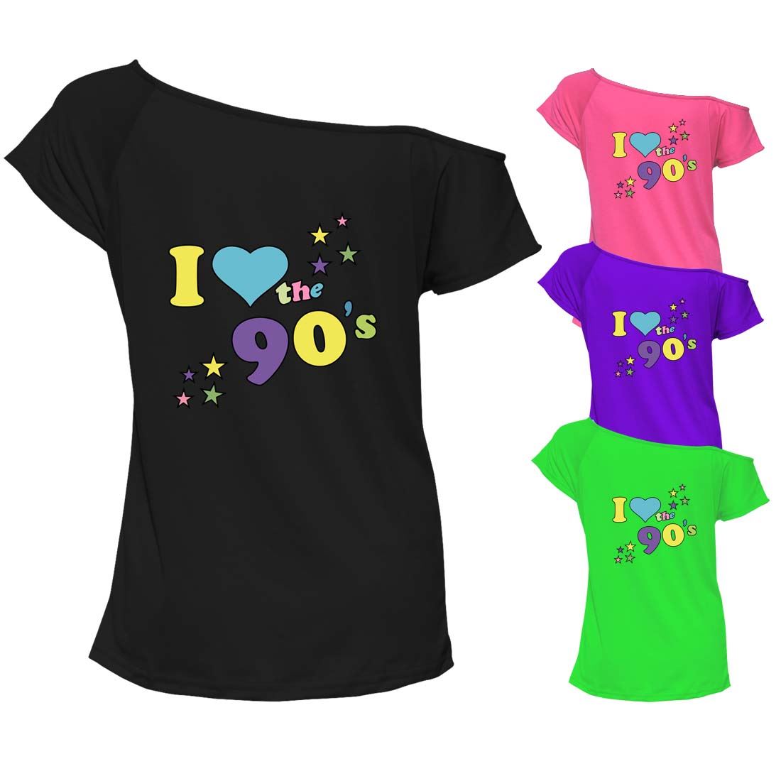 T Party Outfit Hen Retro Shirt Shoulder 90s Off about Ladies Love Details Top Lot  6765 I