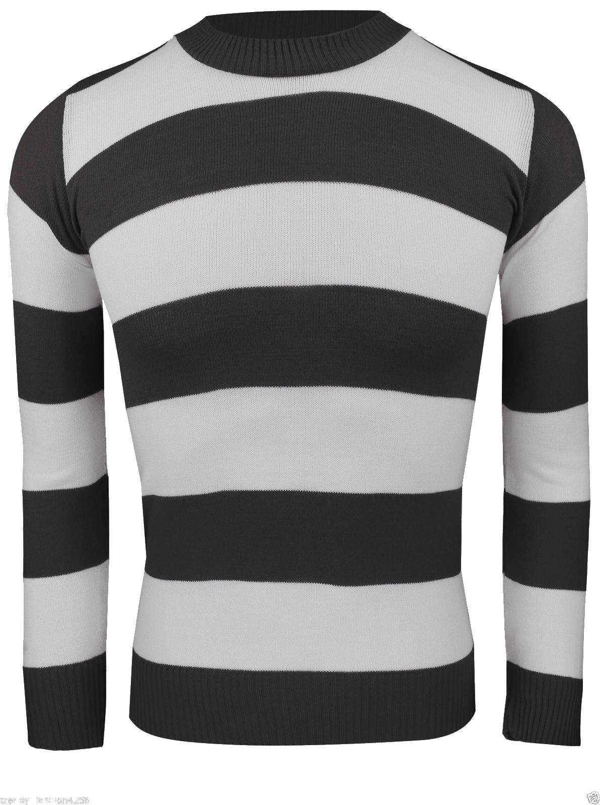 Womens Ladies Stripe Knitted Jumper Fancy Dennis Crew Neck Red Black White Green