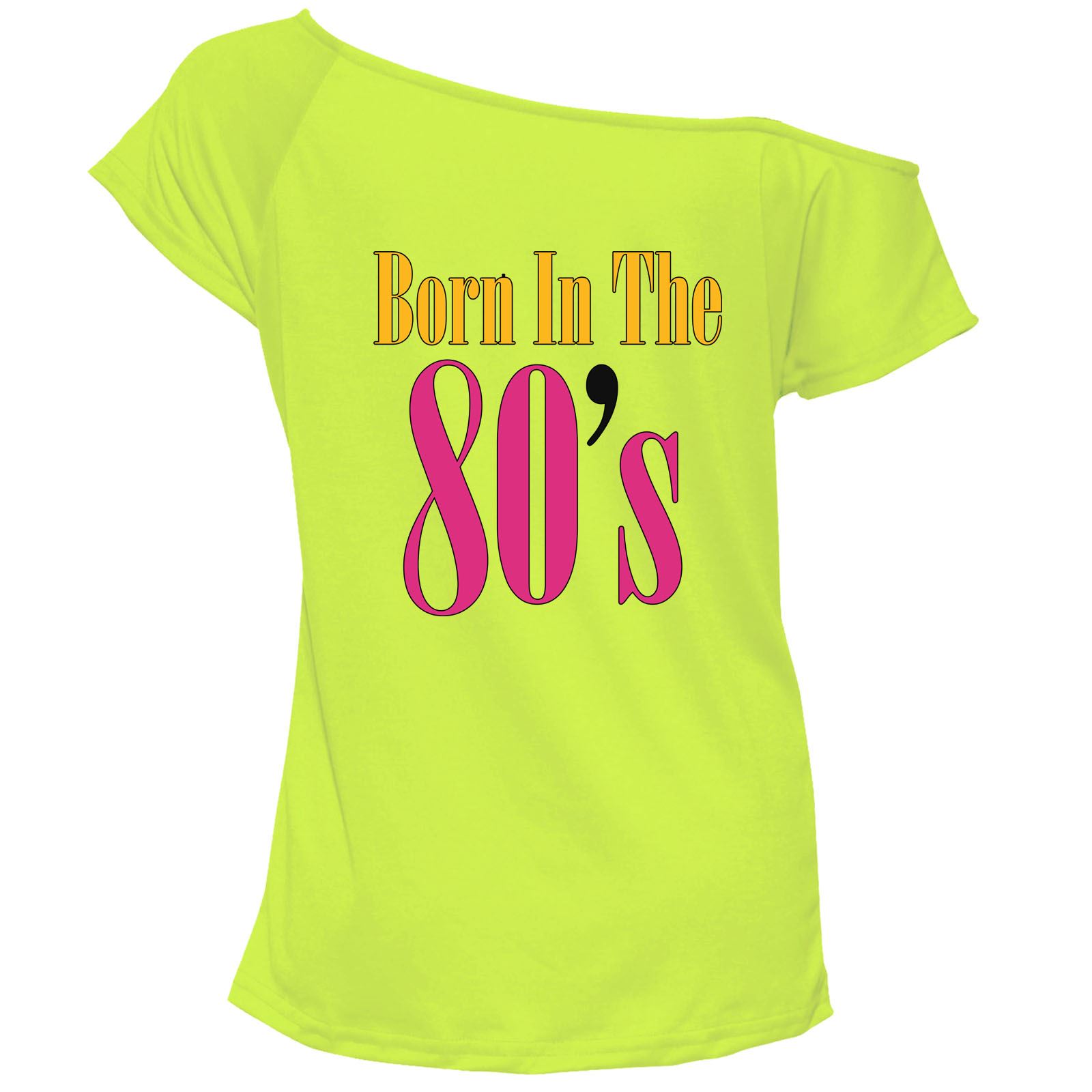 Born In The 80's T Shirt Top Damen Schulterfrei Retro Party Outfit 7034 Paket - Bild 12 von 12
