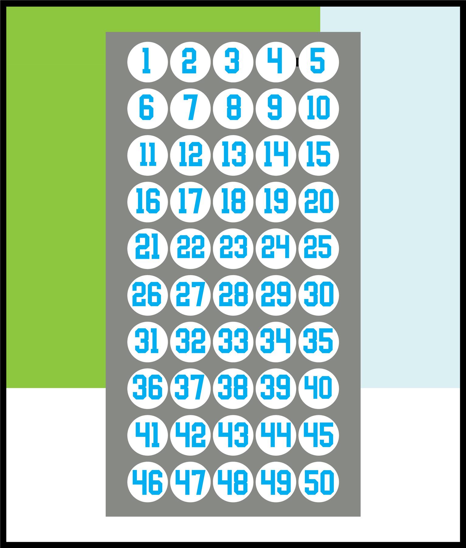 1-50 Numbers Circle Stickers Numbered 30mm Round Sticky Labels - Picture 9 of 9