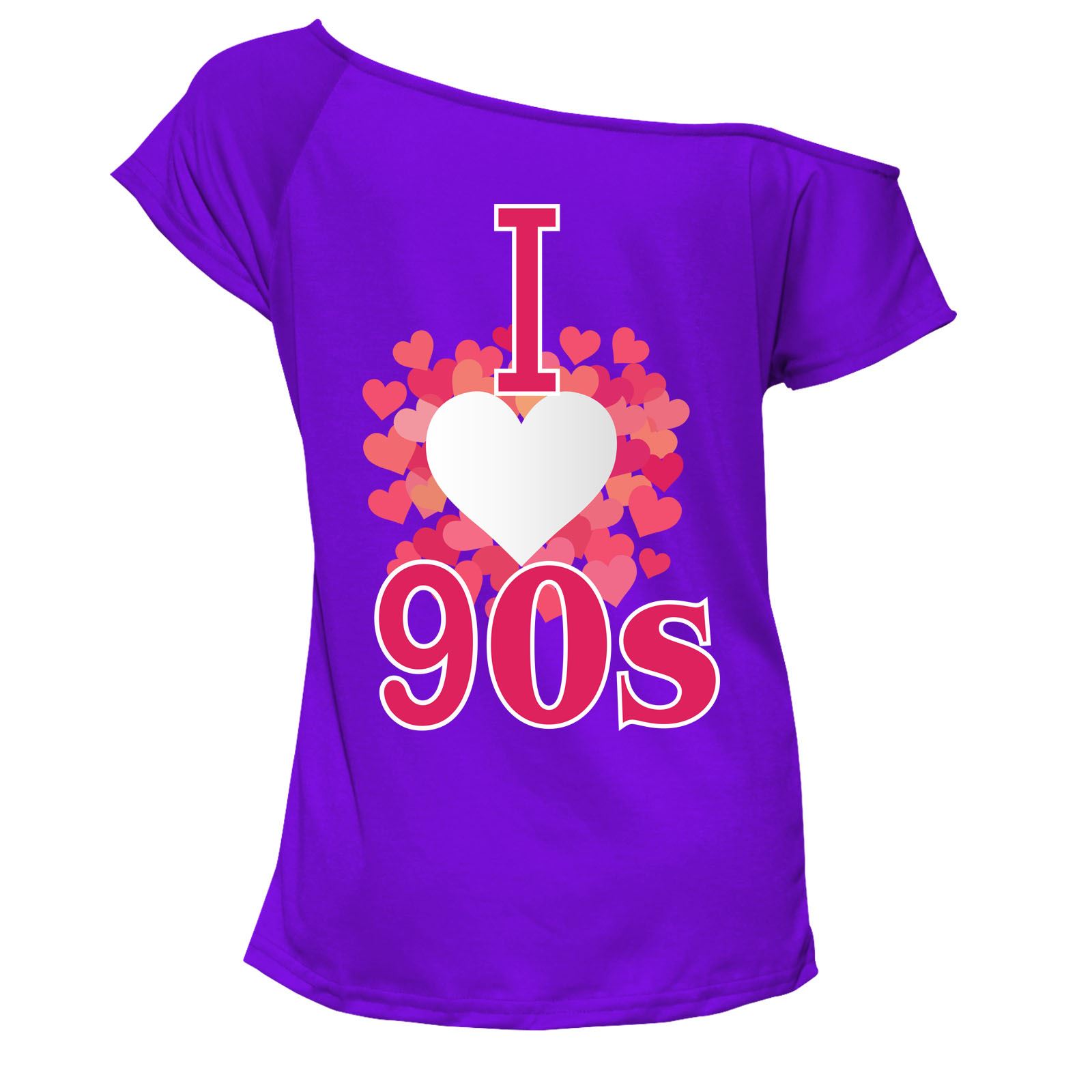I Love The 90s Top T-shirt Pop Retro 90/'s Music Ladies Off Shoulder 6687 Lot