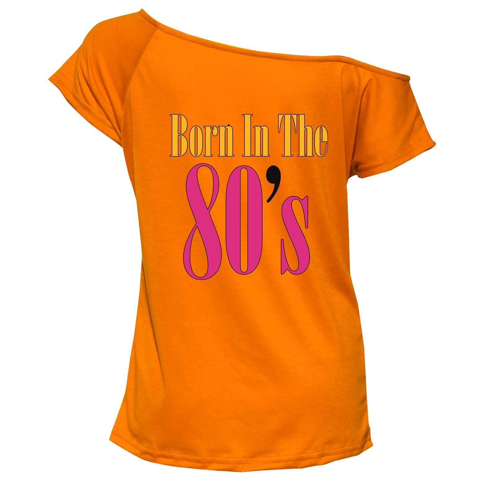 Born In The 80's T Shirt Top Damen Schulterfrei Retro Party Outfit 7034 Paket - Bild 4 von 12