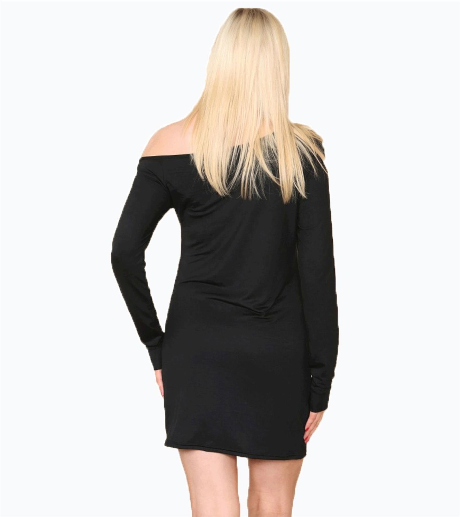 Ladies I Love The 90s Slant Shoulder Short Sleeve Oversized Party Dress Outfit - Picture 12 of 15