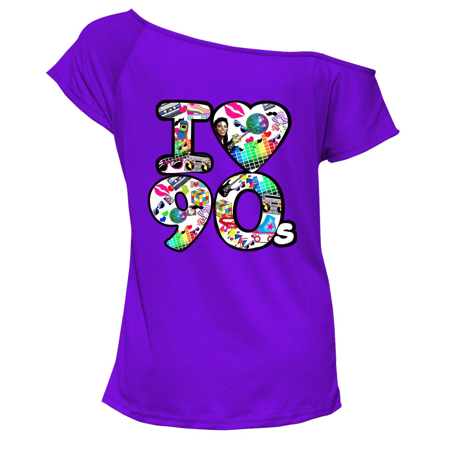 I Love 90s Icon T Shirt Top Damen Schulterfrei Retro Junggesellinnenabschied 7045 Paket - Bild 6 von 12