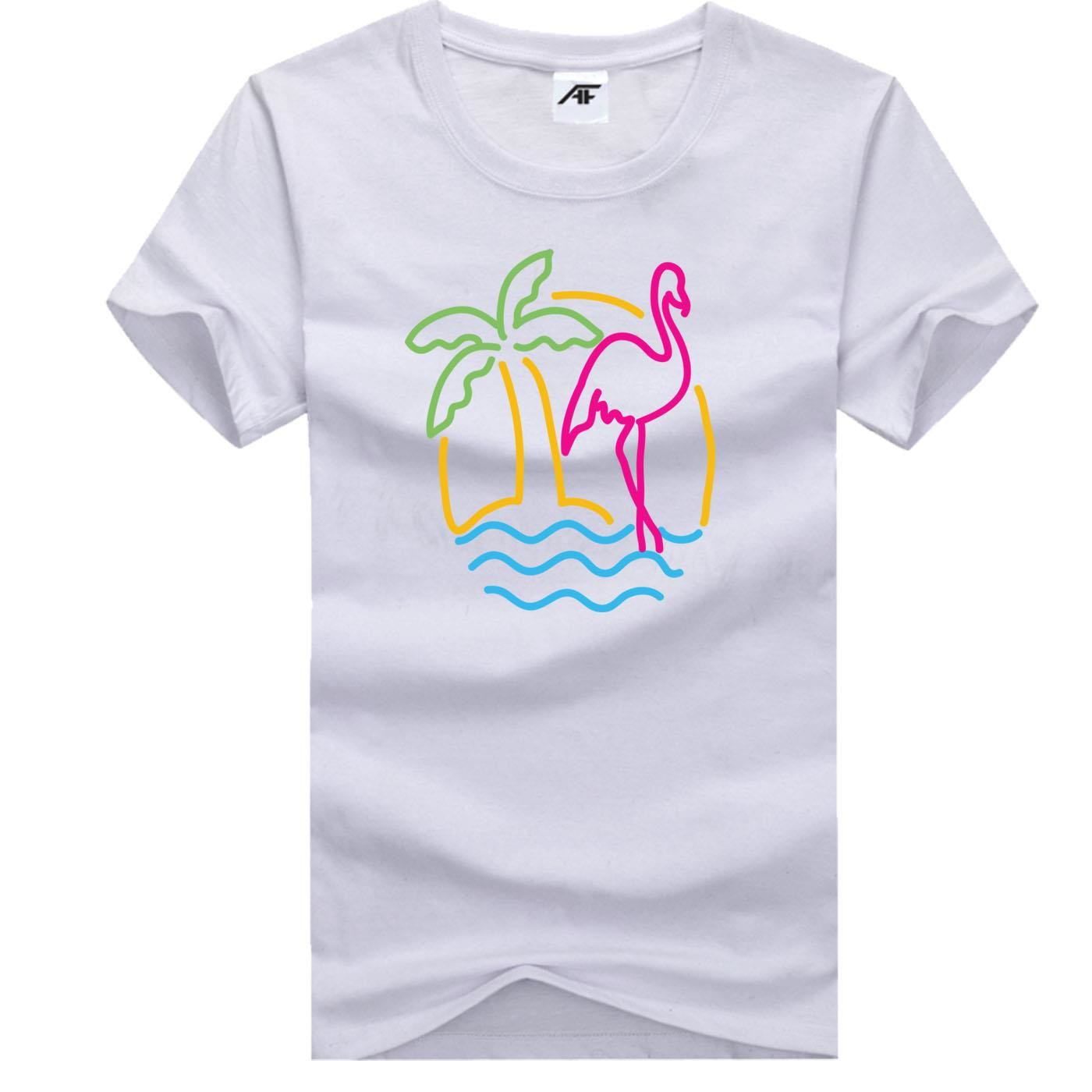 Women Palm Tree Oasis Flamingo T Shirt 
