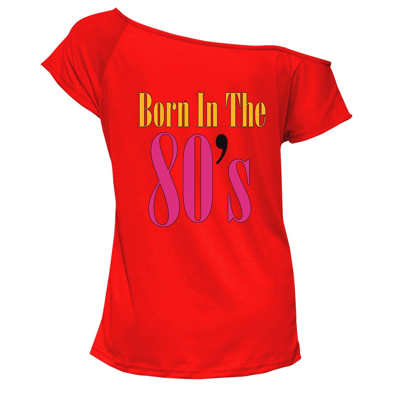 Born In The 80's T Shirt Top Damen Schulterfrei Retro Party Outfit 7034 Paket - Bild 7 von 12