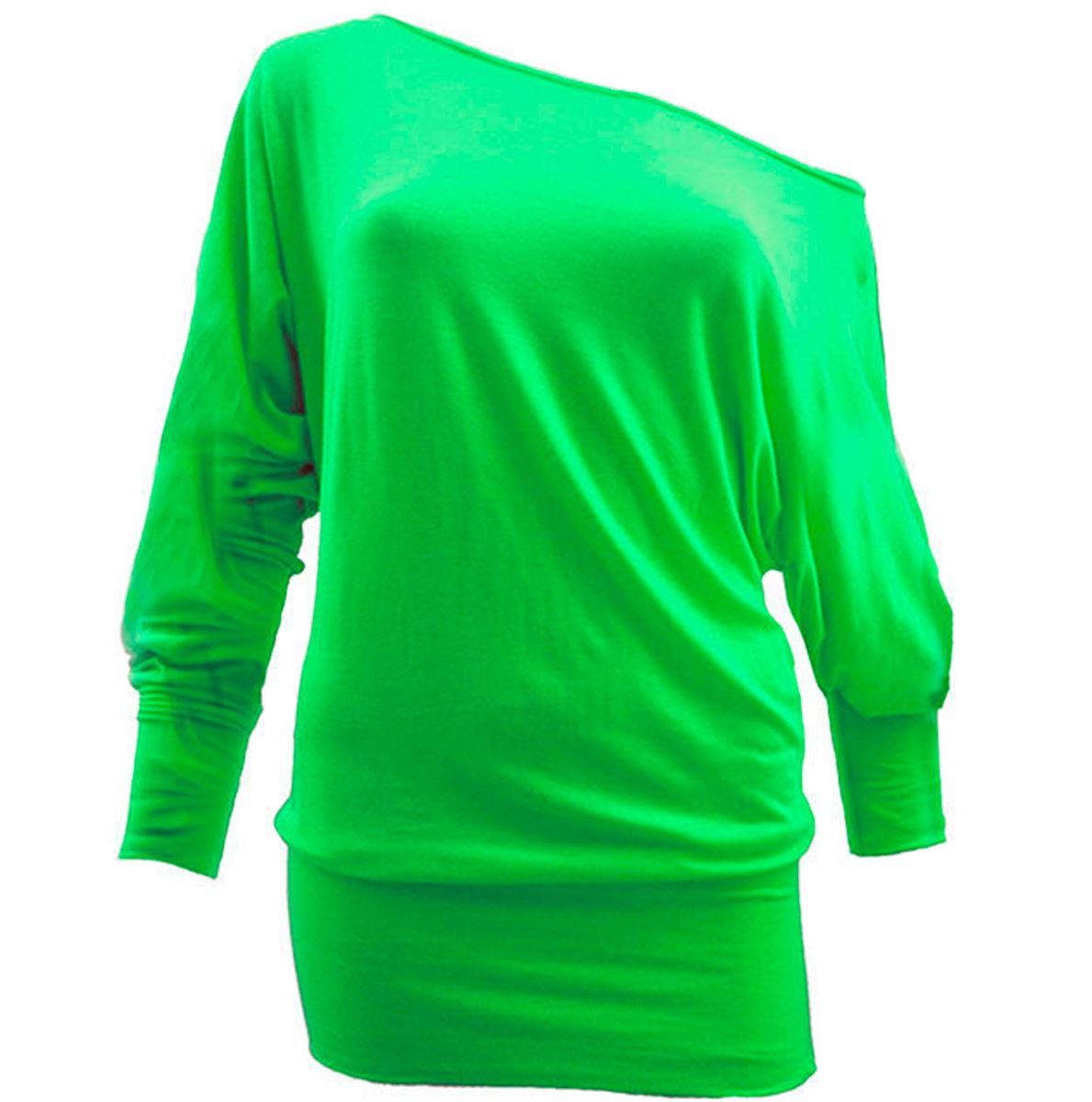 Womens Long Sleeve Off Shoulder Mini Batwing Top Ladies Tunic Dress Parties - Picture 6 of 19