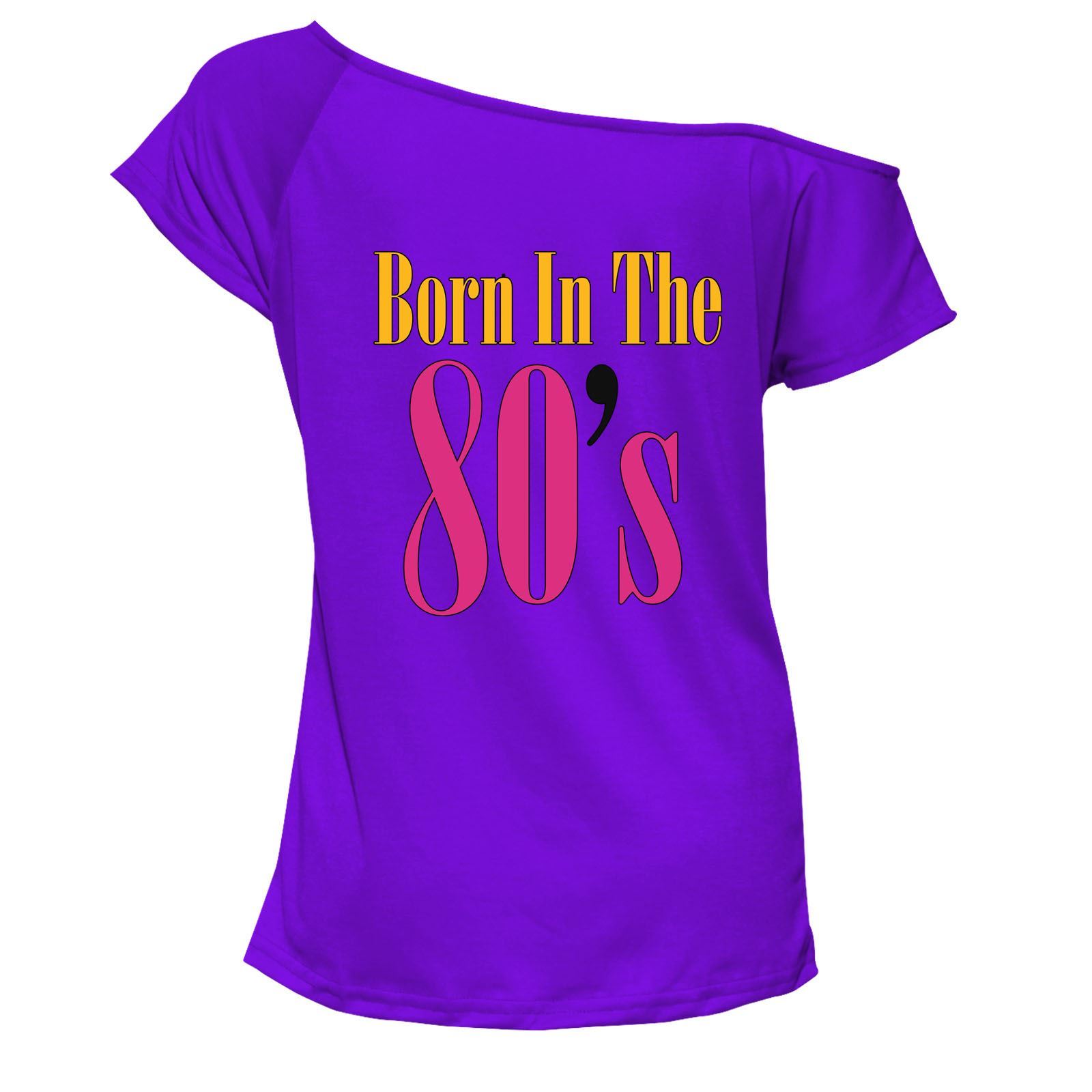 Born In The 80's T Shirt Top Damen Schulterfrei Retro Party Outfit 7034 Paket - Bild 6 von 12