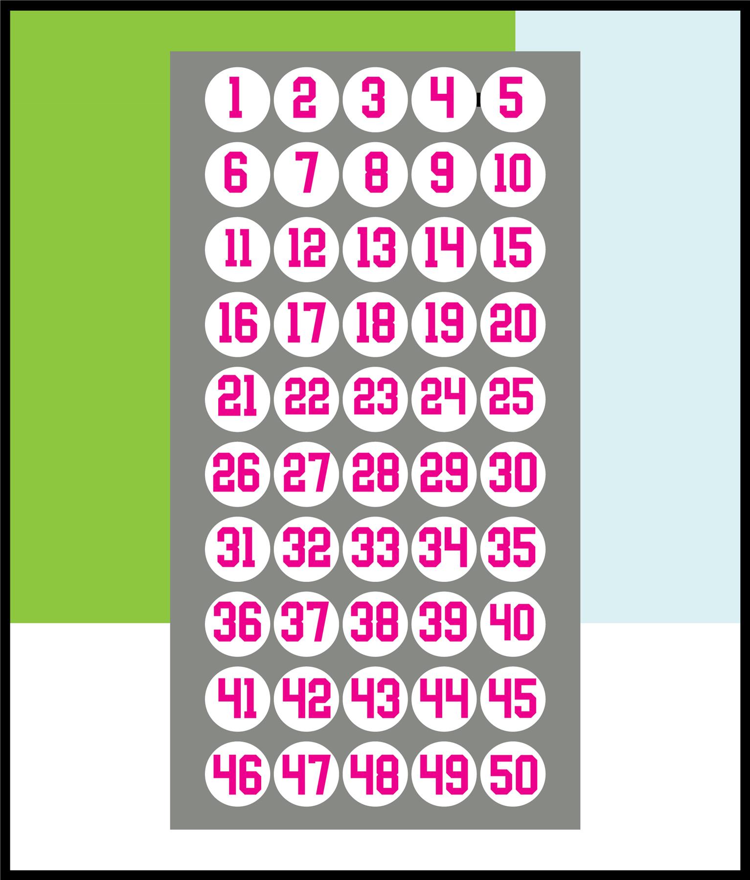 1-50 Numbers Circle Stickers Numbered 30mm Round Sticky Labels - Picture 5 of 9