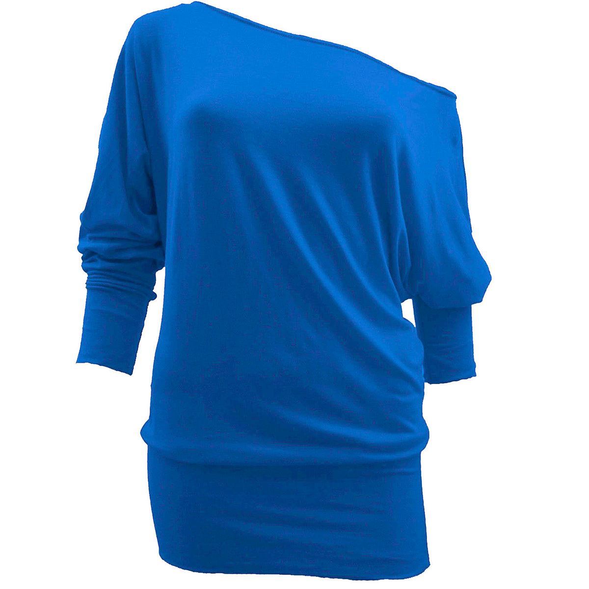 Womens Long Sleeve Off Shoulder Mini Batwing Top Ladies Tunic Dress Parties - Picture 7 of 19