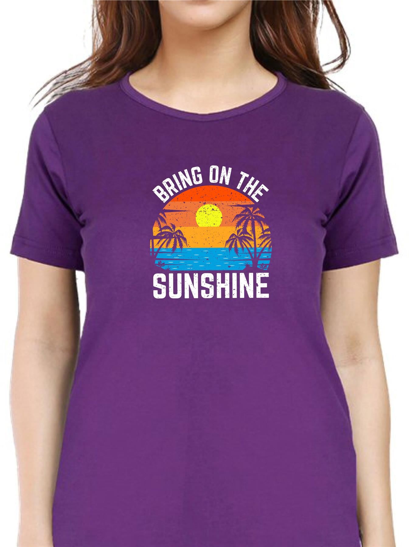 Women's Casual T-Shirt Bring On The Sunshine Short Sleeve Fancy Party Top Tees - Picture 7 of 11