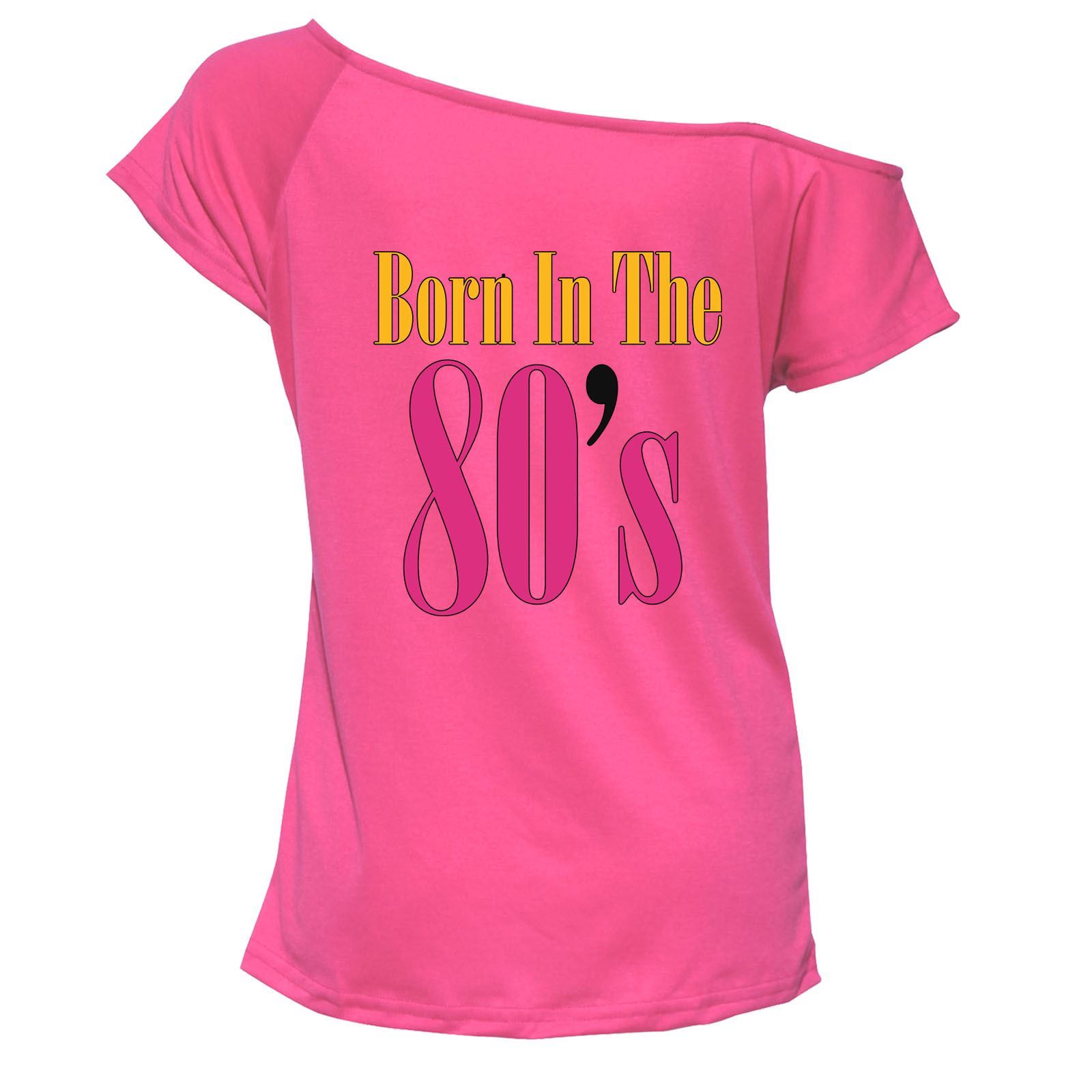 Born In The 80's T Shirt Top Damen Schulterfrei Retro Party Outfit 7034 Paket - Bild 5 von 12