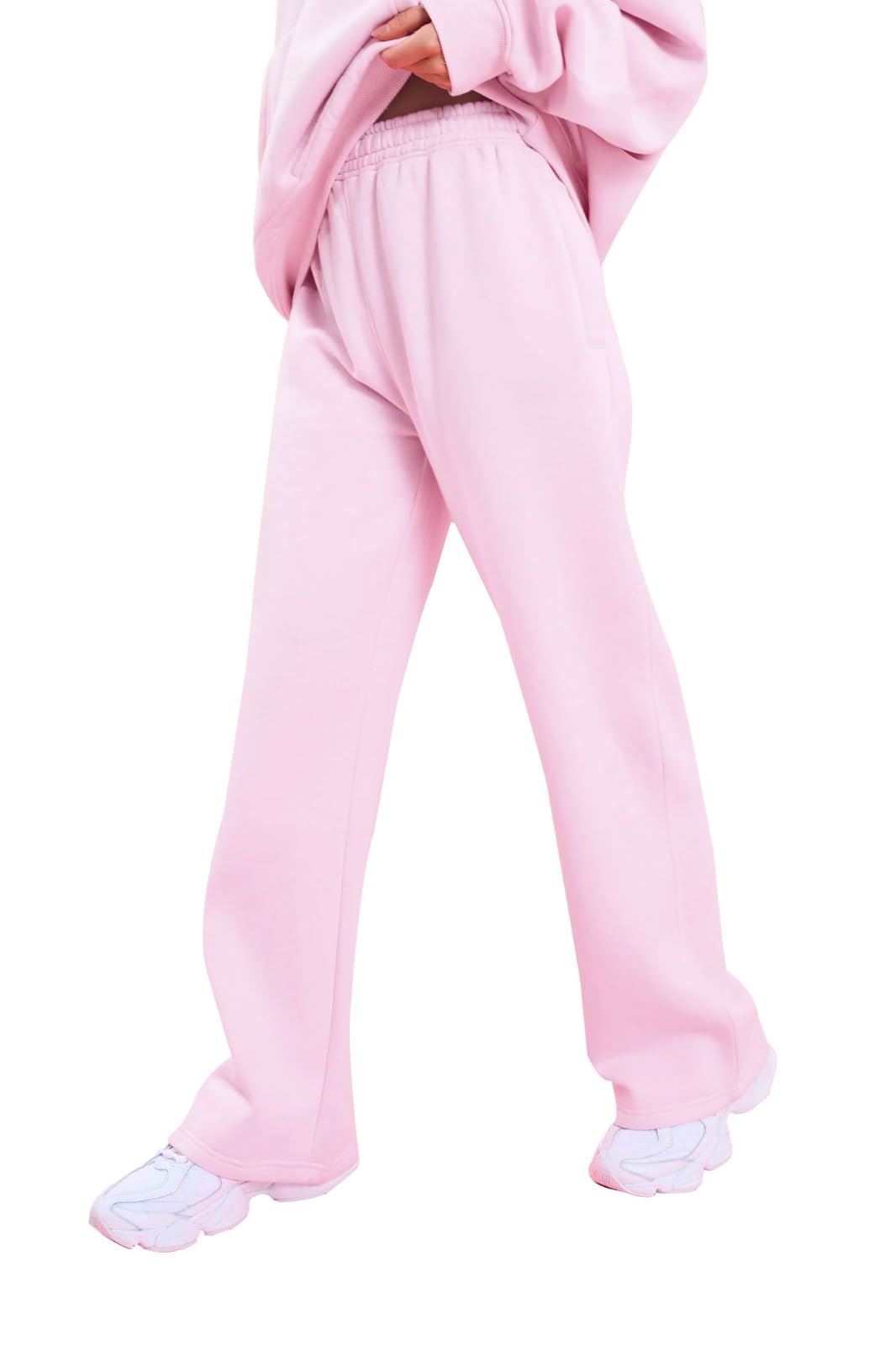 Women Open Hem Tracksuits Sweatshirt & Sweatpant Set 2 Piece Wide Leg - Picture 9 of 13
