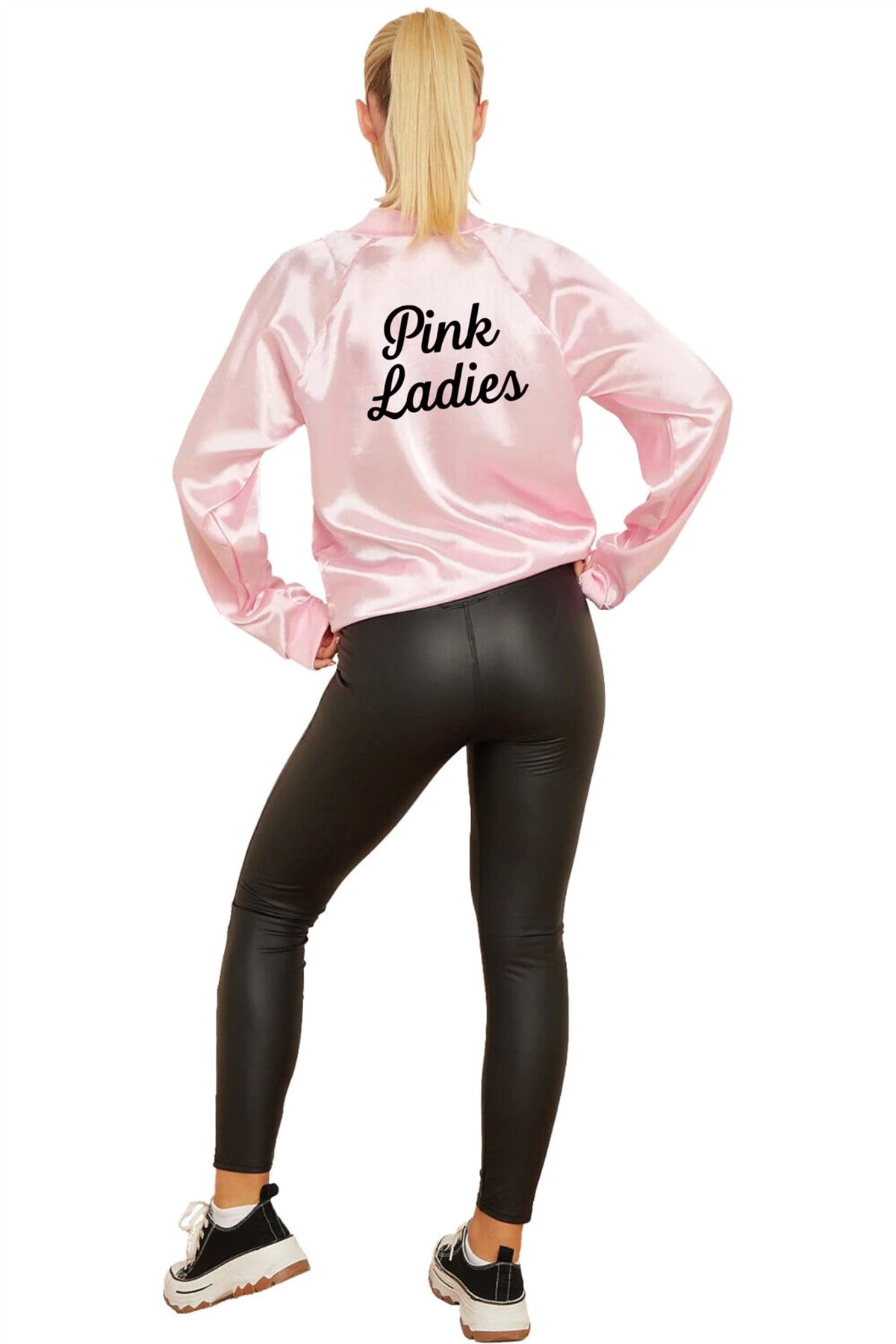 Satin Grease's Costume Pink Ladies Jacket Women & Girls Halloween UK Sizes - Picture 11 of 12