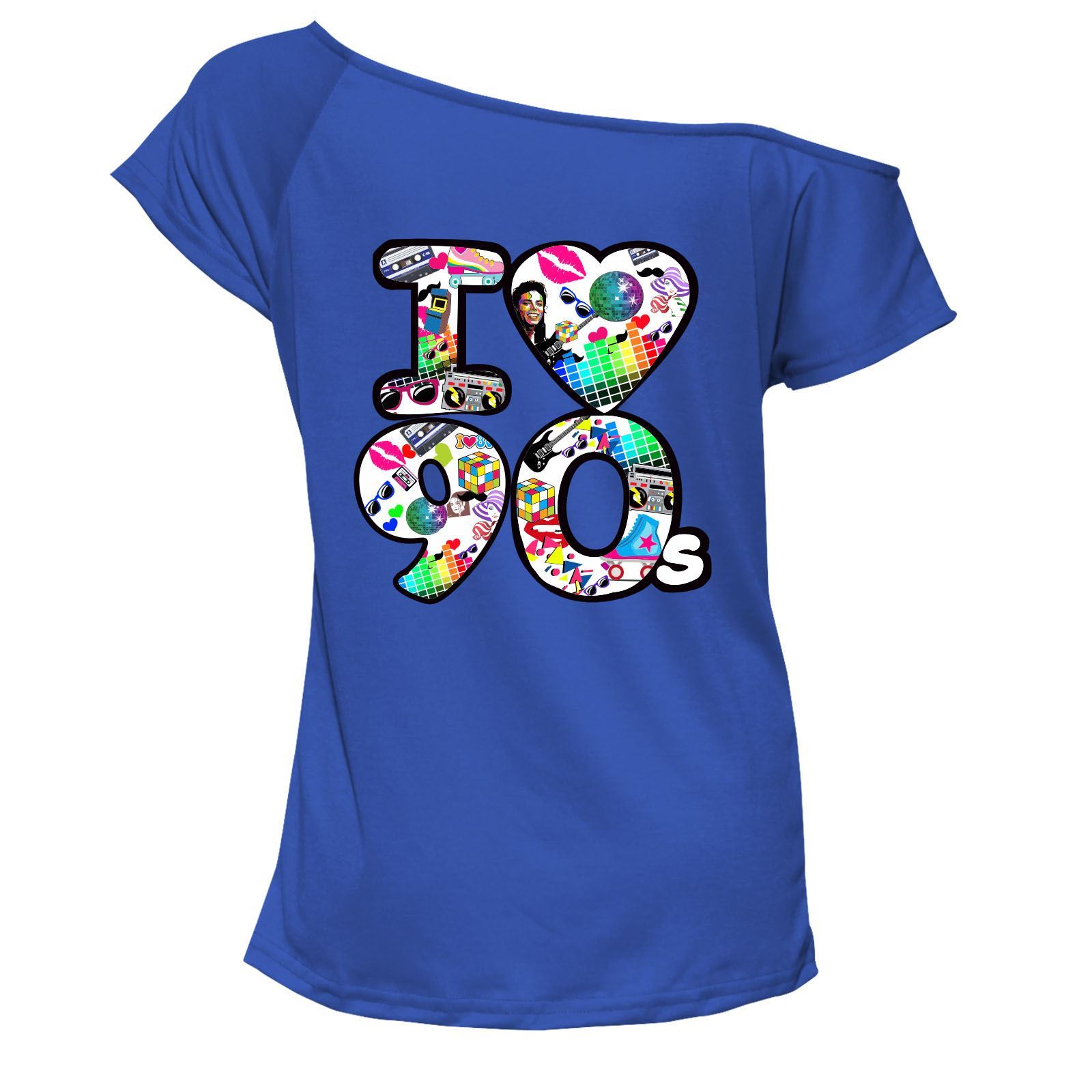 I Love 90s Icon T Shirt Top Damen Schulterfrei Retro Junggesellinnenabschied 7045 Paket - Bild 8 von 12