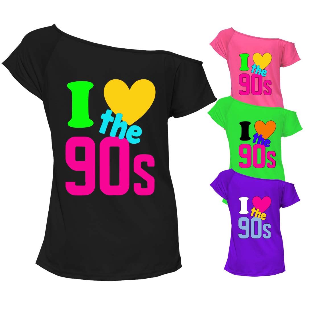 I Love The 90s Top T-shirt Pop Retro 90's Music Ladies Off Shoulder 6685  Lot | eBay UK