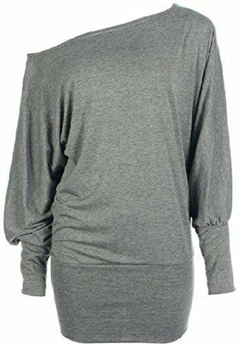 Womens Long Sleeve Off Shoulder Mini Batwing Top Ladies Tunic Dress Parties - Picture 19 of 19