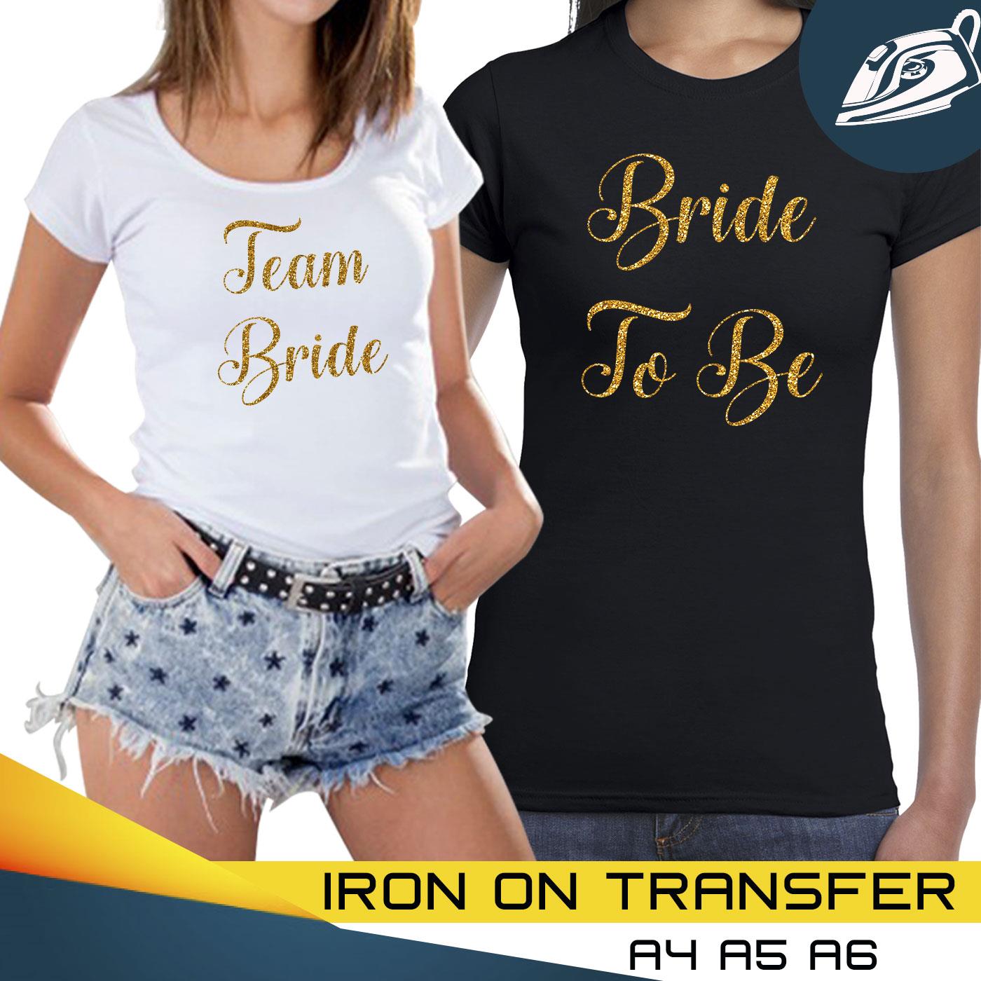 Personalize Bride To Be Hen Do Party Vinyl Iron On Transfer T Shirt Sparkle 7717