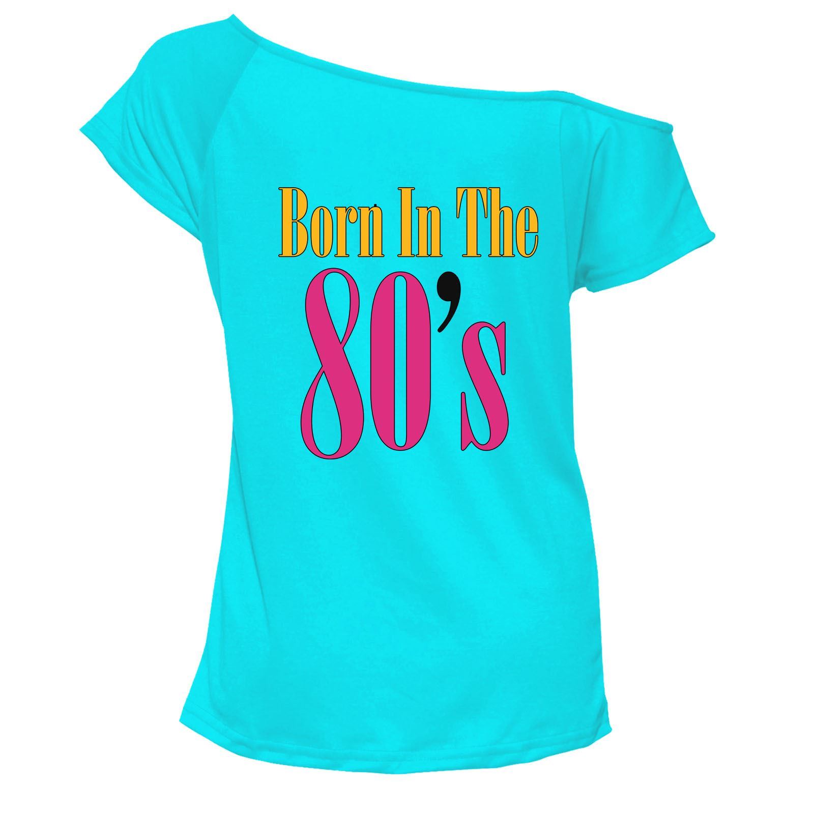 Born In The 80's T Shirt Top Damen Schulterfrei Retro Party Outfit 7034 Paket - Bild 9 von 12