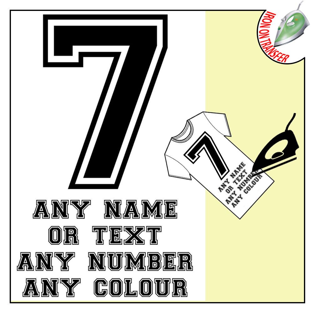Name Number Wall Decal Or Iron On Transfer Sticker Personalised Fabrics Tshirt - Picture 15 of 15