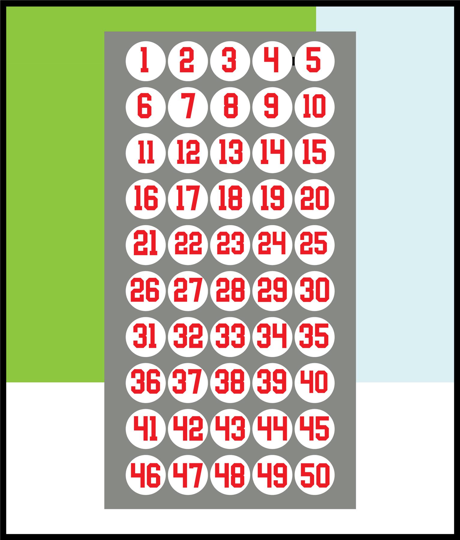1-50 Numbers Circle Stickers Numbered 30mm Round Sticky Labels - Picture 7 of 9