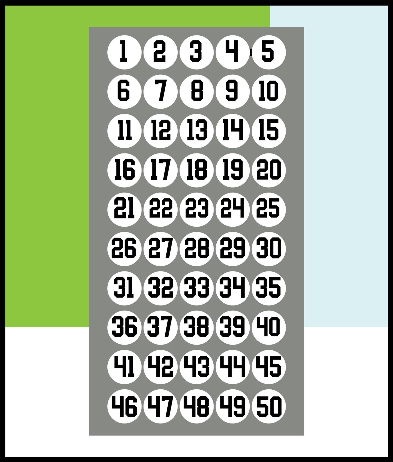 1-50 Numbers Circle Stickers Numbered 30mm Round Sticky Labels - Picture 2 of 9