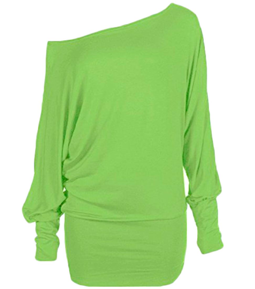 Womens Long Sleeve Off Shoulder Mini Batwing Top Ladies Tunic Dress Parties - Picture 5 of 19